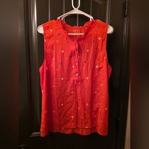 LOFT Women's Orange Sleeveless Floral Blouse